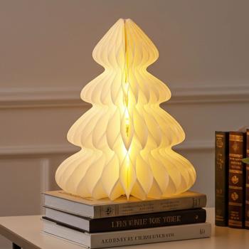 Romantische Baum LED Dekoration Wabenpapier mit 6h Timer, 40cm – Nachtlicht für Schlafzimmer oder Wohnzimmer. Perfekt für Weihnachten