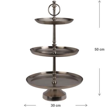 Preview: Hochwertige 3-Etagen Etagere in Silber, vielseitig einsetzbar als Küchenständer, Obstschale & Deko für Zuhause