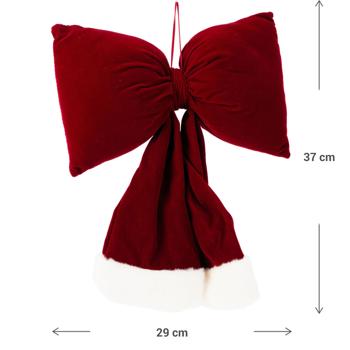 Preview: Festliche Hänge-Schleife 37 cm, Rot-Weiss - Edle Weihnachts-Deko aus Polyester für Türen, Wände, Geschenke, Party & u.v.m. 