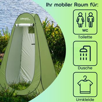 Preview: Pop-Up Toilettenzelt - Duschzelt & Umkleidezelt für Camping, Strand & Outdoor, tragbares Sichtschutzzelt grün, schneller Aufbau