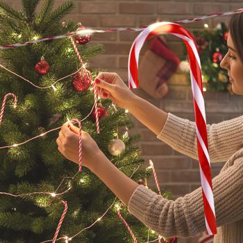 Preview: 3er-Set Magische Weihnachtsdeko-Zuckerstange Lichterkette - je 10 Stk. 20 Warmweisse LEDs, Batteriebetrieben mit 6h Timer - Perfekte Weihnachtsdeko