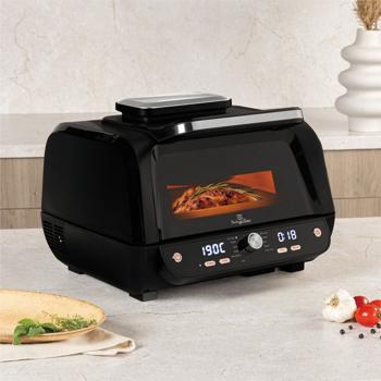 Preview: 12in1 Multifunktions-Heissluftfritteuse mit Fenster, 6 Liter, matt schwarz-roségold: fettfrei & digital – Gesunde Mahlzeiten einfach & schnell