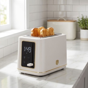 Moderner LED Toaster (Sahara) mit 7 präzisen Röststufen & digitalem LED Display: Perfekter Toast - Auftaufunktion, Aufwärmfunktion & Stopptaste