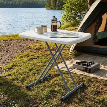 Camping Klapptisch, höhenverstellbar, weiss: Outdoor-Falttisch, stabil & leicht – Ein perfekter Begleiter für Camping, Picknick & Garten