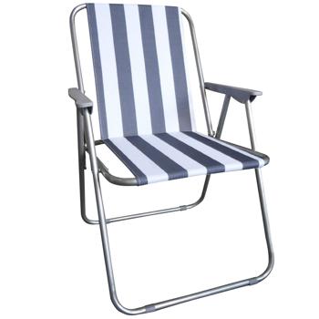 Preview: 4er-Set Campingstuhl blau/weiss - klappbar, robust & platzsparend für Camping, Outdoor, Festivals, Strand & Picknick - Stahlrohrgestell, 600D Polyester