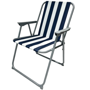 Preview: Campingstuhl blau/weiss - klappbar, robust & platzsparend für Camping, Outdoor, Festivals, Strand & Picknick - Stahlrohrgestell, 600D Polyester