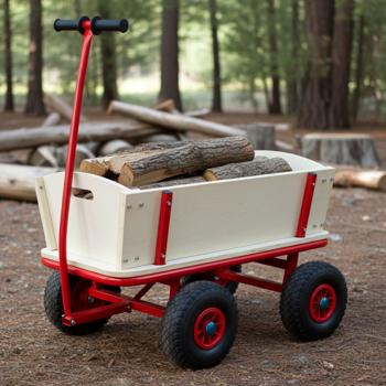 Preview: Vielseitiger Bollerwagen mit Luftreifen, 100kg Tragkraft: Robust & geländegängig  – Ein idealer Begleiter für Ausflüge & Transporte