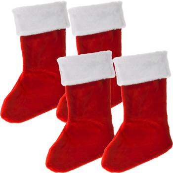 Preview: 4er-Set Flauschig-weicher Weihnachtsmann Stiefel Strumpf für die festliche Weihnachts-Deko – Perfekt für bleibende Weihnachts-Erinnerungen