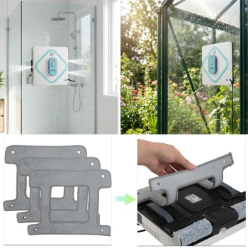 Preview: 3er-Set Ersatz-Reinigungspads für AI Fensterputzroboter CH11051 - saugstarke Microfaser-Tücher zum Reinigen & Polieren