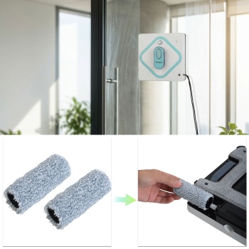 Preview: 2 Ersatz-Reinigungsrollen für Fensterputzroboter CH11051: starke Walzenbürsten für streifenfreie Sauberkeit & maximalen Glas-Glanz