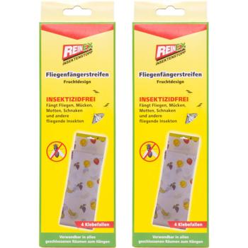 2er-Set Fliegenfängerstreifen Fruchtdesign: 4 Premium Klebefallen für zuverlässigen Schutz. Einfache & saubere Fliegen- und Mückenfalle