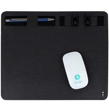 Preview: Mousepad mit Handyhalter & Induktionsladung: Dunkelgrau, Ein smarter Schreibtisch-Organizer für kabelloses Laden & Ordnung