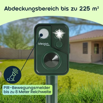 Preview: Ultraschall Tiervertreiber mit PIR-Sensor & LED Blitzlicht - 13,5-45,5 Hz, Zuverlässiger Solar-Tierschreck gegen Marder, Hunde und Katzen, Vögel