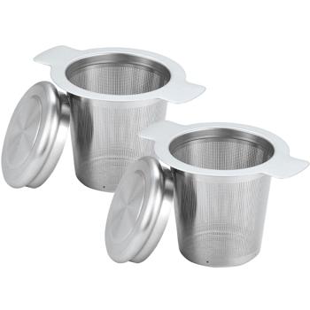 2er-Set Hochwertiges Teesieb Edelstahl mit Deckel – Teefilter mit Abtropfschale – Saubere Teezubereitung für Ihre Tasse