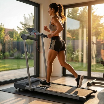 2 in 1 Laufband & Walkingpad bis 12km/h, faltbar, App-Steuerung, Touchscreen, Fernbedienung & Tablet-Halterung, Belastbarkeit 110kg, Profi-Heimsport