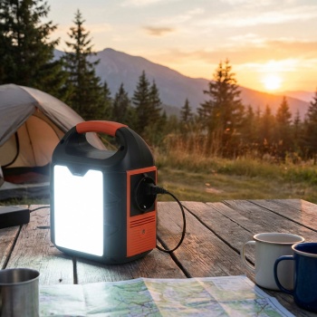 Kompakte Powerstation 88,8Wh Solargenerator mit 230V Steckdose, 100W, USB-C PD65W, 12V DC, LED-Display & 500lm Leuchte für Camping & Notstrom