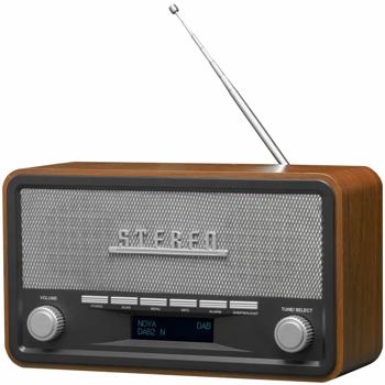 Vintage DAB+ & UKW Radio mit Echtholz-Gehäuse - Digitaler & analoger Empfang - Bluetooth 5.0 - AUX-Eingang - Wecker - 2x 2W Stereo-Sound