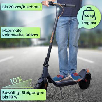Preview: Robuster Elektroroller 350W, 20 km/h: E-Scooter, klappbar & schnell – Ein idealer Begleiter für Pendeln & Freizeit in der Stadt