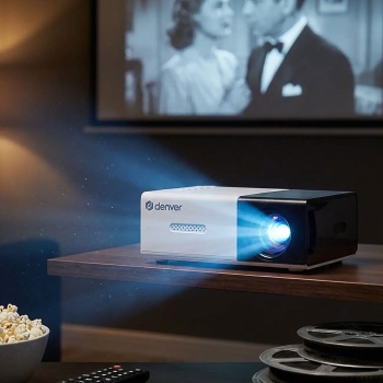 Preview: Ultrakompakter Projektor mit HDMI, USB-C & microSD: Leistungsstarker Mini-Beamer - Ihr Begleiter für maximales Kinofeeling und Top-Präsentationen