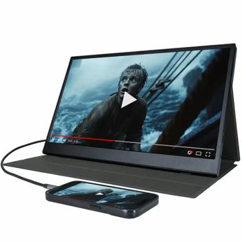 Preview: Tragbarer IPS-Monitor 15.6’’ Full HD – Zweitmonitor mit USB-C, Mini-HDMI & Lautsprechern, inkl. Schutzhülle für Laptops & Konsolen