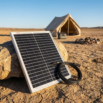 Premium 20 Watt Solarpanel mit MC4-komp.-Anschluss & 1,2m Kabel (DC auf MC4) - Solarmodul 40x35x2 cm mit stabilem Rahmen, 21,8V Spannung