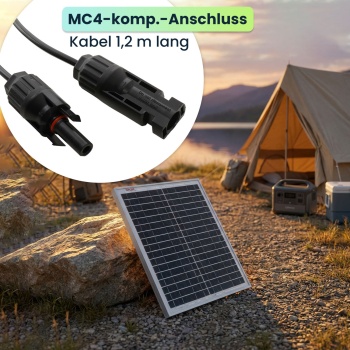 Preview: Premium 20 Watt Solarpanel mit MC4-komp.-Anschluss & 1,2m Kabel (DC auf MC4) - Solarmodul 40x35x2 cm mit stabilem Rahmen, 21,8V Spannung