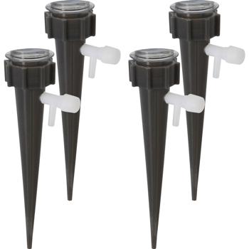 Preview: Tropfbewässerungssystem für PET-Flaschen 4-tlg. - automatische Pflanzenbewässerung im Urlaub & Alltag - integrierte Regulierung, schwarz-weiss