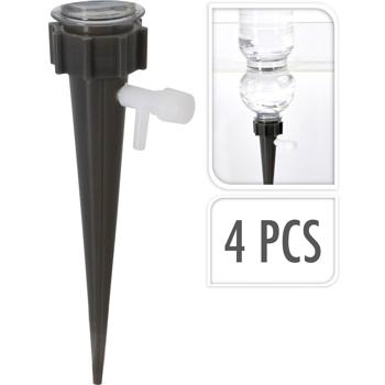 Preview: Tropfbewässerungssystem für PET-Flaschen 4-tlg. - automatische Pflanzenbewässerung im Urlaub & Alltag - integrierte Regulierung, schwarz-weiss