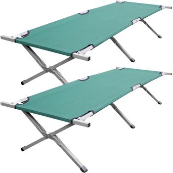 Preview: 2er-Set Profi Feldbett klappbar, grün – Maximale Erholung im Outdoor Einsatz. Ideal für Camping, Angeln, Gäste. Robustes Faltbett mit Komfort & Stabilität!