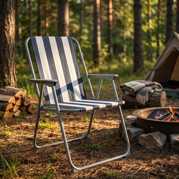 Preview: 2er-Set Campingstuhl blau/weiss - klappbar, robust & platzsparend für Camping, Outdoor, Festivals, Strand & Picknick - Stahlrohrgestell, 600D Polyester