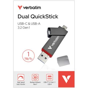Preview: USB 3.2 Stick 1TB, Dual, QuickStick, grau: Super-Schneller Speicher für PC, Handy & Tablet – Ein zuverlässiger Daten-Turbo