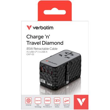 Preview: Ladeadapter, Charge’n’Travel, GaN III, 85W, schwarz: Universal Reise-Ladegerät Weltweit für USB-Geräte & Laptop