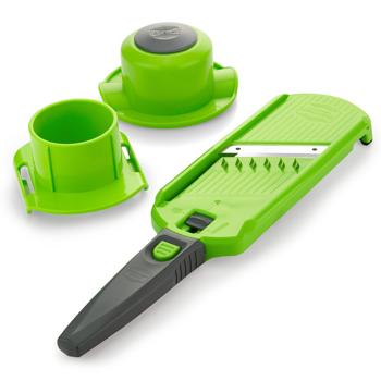 Profi Gemüse-Hobel, grün-grau: Julienne Gemüseschneider für perfekte Gemüsestreifen & Rohkost-Rezepte