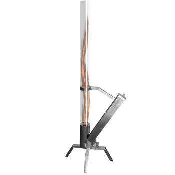 Preview: Garten-Feuerrohr H 132 cm aus Glas mit Edelstahlgestell – Exklusiver Outdoor-Ofen mit rauchfreiem Flammenspiel für Terrasse & Balkon