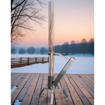 Preview: Garten-Feuerrohr H 132 cm aus Glas mit Edelstahlgestell – Exklusiver Outdoor-Ofen mit rauchfreiem Flammenspiel für Terrasse & Balkon