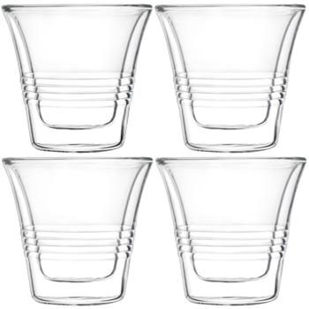 Preview: 4er-Set edle Doppelwandgläser mit Riffelung – 70 ml – Thermo-Funktion für besten Genuss von Kaffee & Tee