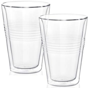 Preview: 4er-Set Thermogläser mit Riffelung, doppelwandig – 300 ml – Doppelwandgläser für besten Genuss von Kaffee & Tee mit Schwebeeffekt