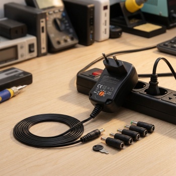 Universal Netzteil 3-12V 600mA 7,2W inkl. 6 Adapter, Pol-Wender & Schlüssel - Flexibles Schaltnetzteil für Kleingeräte, effizient & sicher
