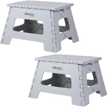 Preview: 2er-Set Stabiler Klappbarer Tritthocker bis 150 kg belastbar – Faltbarer Tritthocker flach & platzsparend für Küche, Bad, Wohnmobil, u.v.m.