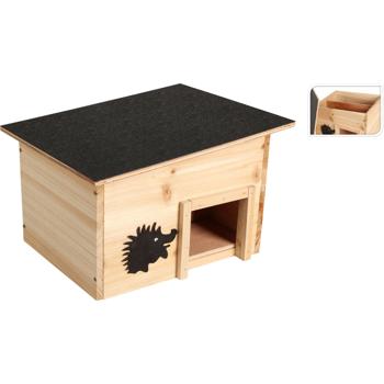 Preview: Wetterfestes Igelhaus Bausatz aus Holz mit Igelfutter – Witterungsbeständiges Winterquartier & Sommerunterschlupf – Ganzjährige Hilfe für Igel im Garten