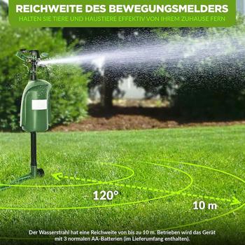 Preview: 2er-Set Universal Tiervertreiber mit Wasserstrahl & Bewegungssensor: Vertreibt Hunde, Katzen, Reiher & Wildtiere, schützt Ihren Garten effektiv