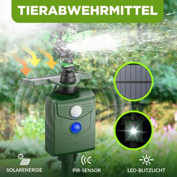 Preview: 2er-Set Universal Tiervertreiber mit Wasserstrahl & Bewegungssensor, solarbetrieb: Vertreibt Hunde, Katzen, Reiher & Wildtiere, schützt Ihren Garten effektiv