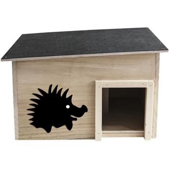 Preview: Komplettset: Hochwertiges Igelhaus aus FSC-Holz, 40x32x24 cm mit Igelfutter „Kleine Mahlzeit“ – für einen sicheren Nist- und Überwinterungsplatz