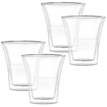 Preview: 4er-Set edle Doppelwandgläser mit Riffelung – 330 ml – Thermo-Funktion für besten Genuss von Kaffee & Tee