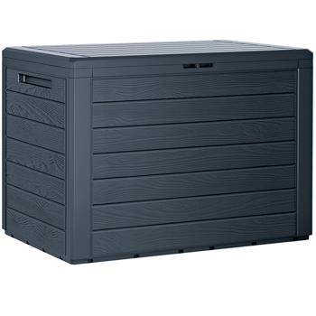 Robuste Gartenbox in Holzoptik, anthrazit – Perfekte Stauraumlösung für Kissen, Spielzeug & Gartengeräte