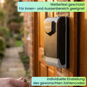 Preview: Schlüsseltresor mit beleuchtetem 4-stelligem Zahlencode - extra sicheres Schlüsselversteck für Wandmontage; Wetterfest durch Schutzhaube