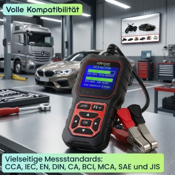 Preview: Digitaler 5-36V Batterietester mit 2.4 Zoll LCD Farbdisplay, Autobatterie Prüfgerät für Nass AGM Gel EFB Lithium, 12V 24V Starttest
