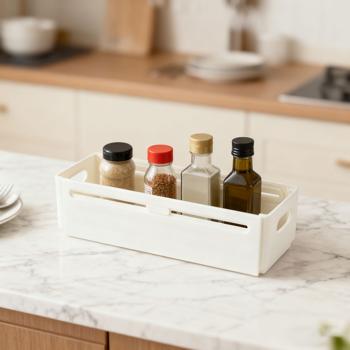 Preview: 6er-Set Küchenschrank-Organizer Ausziehbar (28-48 cm) – Anpassbarer Regal-Einsatz für Ordnung in Schrank & Kühlschrank – Faltbar, Weiss