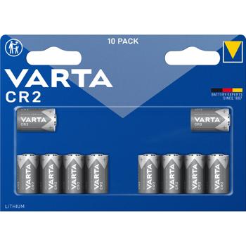 VARTA Photo Lithium-Batterie 10er-Set CR2 (CR17355) - 880 mAh 3 Volt für Digitalkameras, Alarmanlagen & Sensoren - Ø15.6x27mm