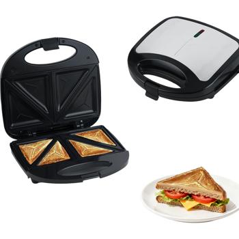 Preview: Sandwichmaker für 2 Sandwiches mit 850 Watt Leistung, Antihaftbeschichtung, Cool-Touch-Griff,  Sandwich-Toaster für die schnelle Küche